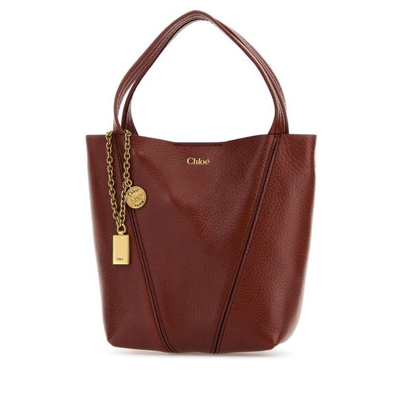 Chloe Women Dark Pink Leather Small Spin Shopping Bag - Picture 2 of 2